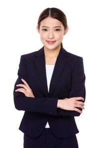 A woman learning English